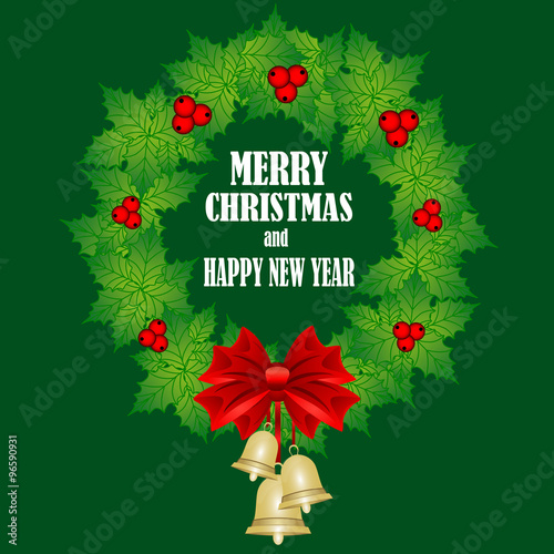 beautiful card with Christmas wreath. the idea for your design
