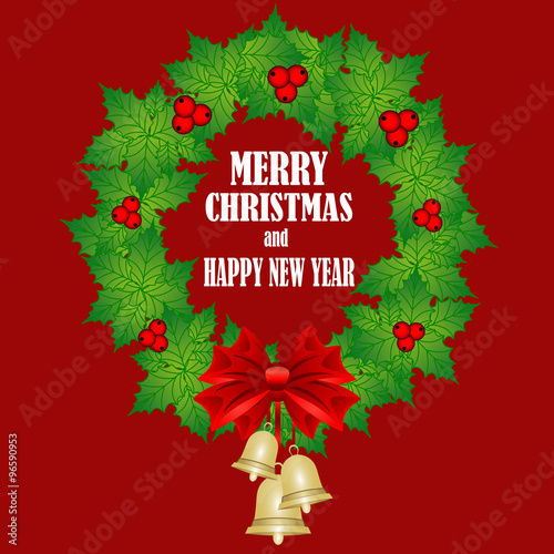 beautiful card with Christmas wreath. the idea for your design