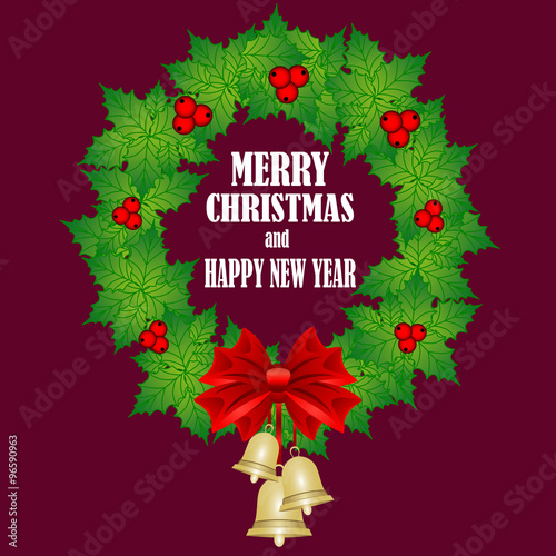 beautiful card with Christmas wreath. the idea for your design
