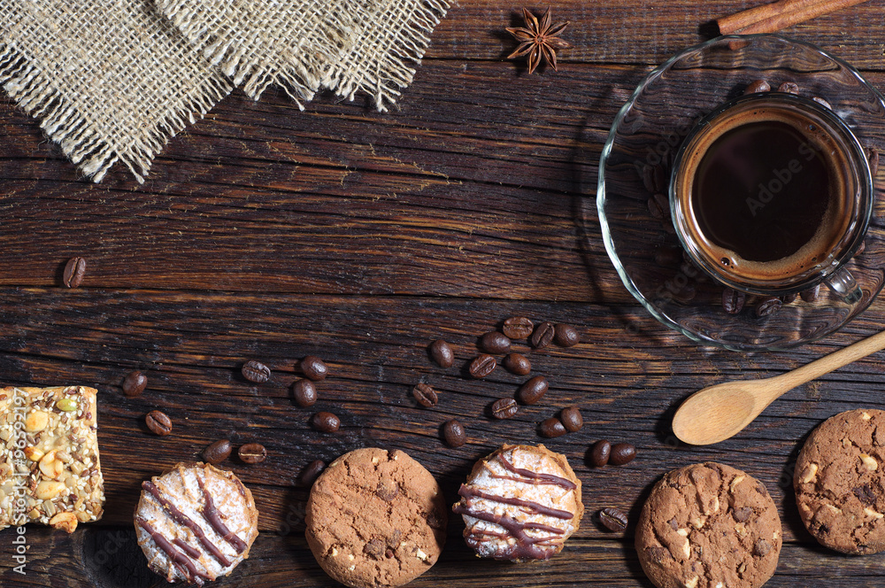 Background with cookies and coffee Background with cookies and coffee