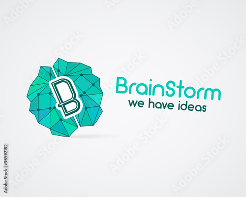 Brainstorm, brain, creation and idea logo template and elements. Solve problems business company logotype. Creative agency corporate brand identity. Brain icon concept. Vector