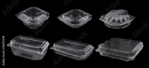 losed Empty Plastic Containers Isolated on Black