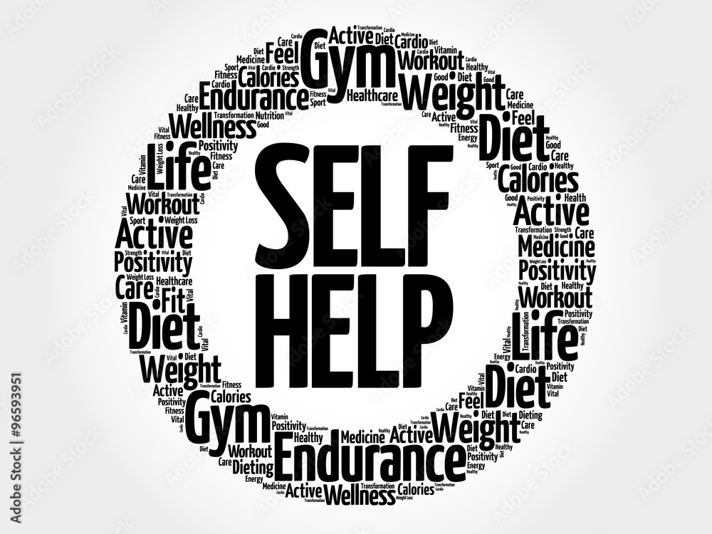 Obraz premium Self Help circle word cloud, health concept