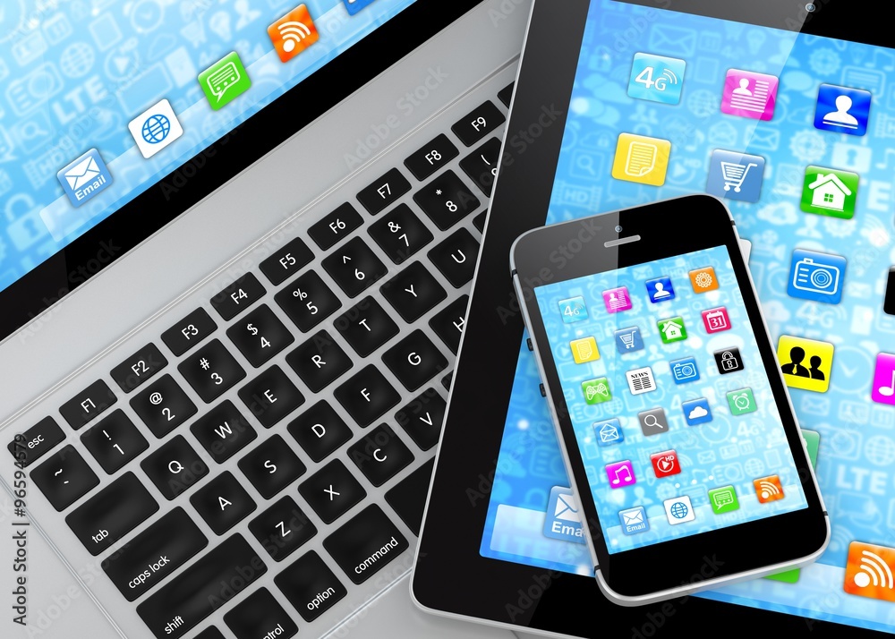 Laptop, phone and tablet pc. Laptop, phone and tablet pc.