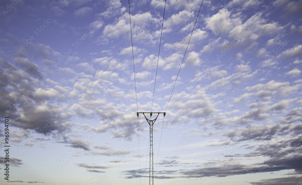 Clouds electrical tower