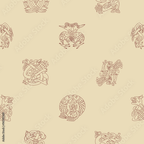 Seamless background with Celtic art and ethnic ornaments for your design