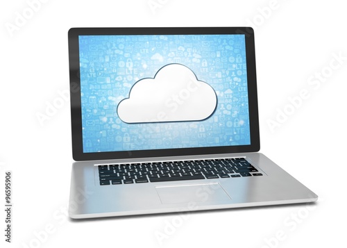 3d rendering of a laptop with cloud concept