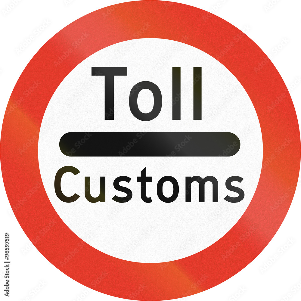Norwegian regulatory road sign - Stop for customs Norwegian regulatory road sign - Stop for customs