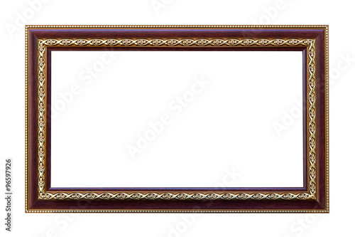 Frame with red oak trimmed with gold.