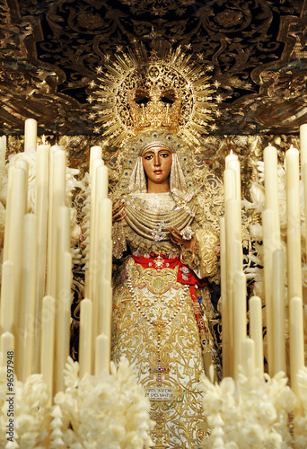 Canvas Print Virgen Esperanza de Triana, Semana Santa de Sevilla, Andalucía, España