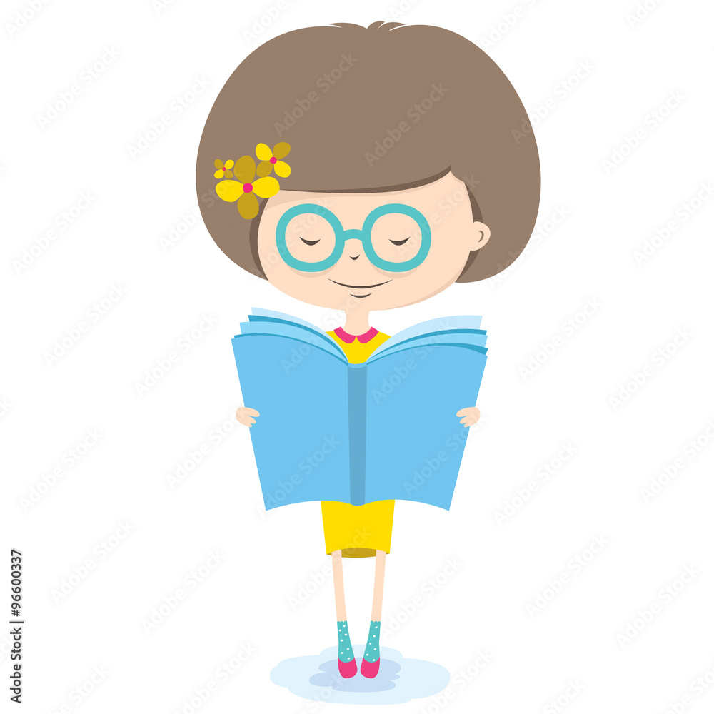 Girl Reading Book. Back to School Vector Illustration Concept.EPS10 Girl Reading Book. Back to School Vector Illustration Concept.EPS10