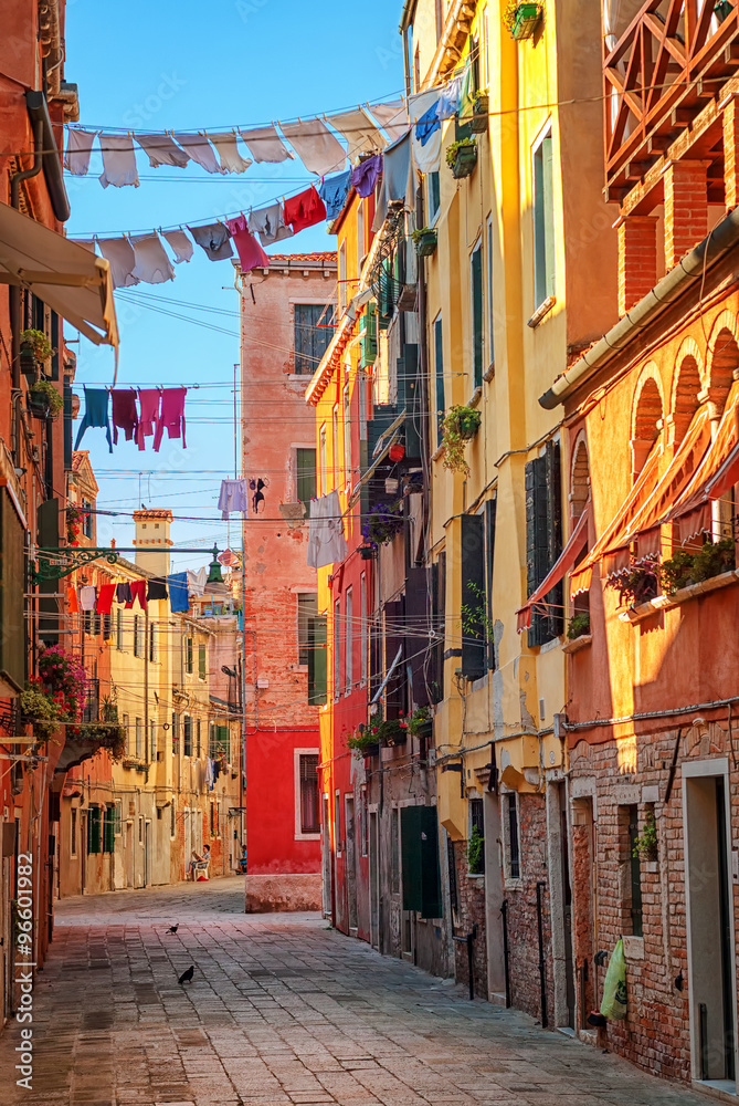 Clothes lines on a street in Venice, Italy