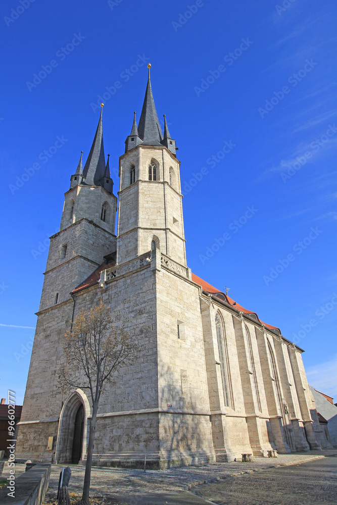 Obraz premium Mühlhausen: Doppeltürmige Jakobikirche (1280, Thüringen)