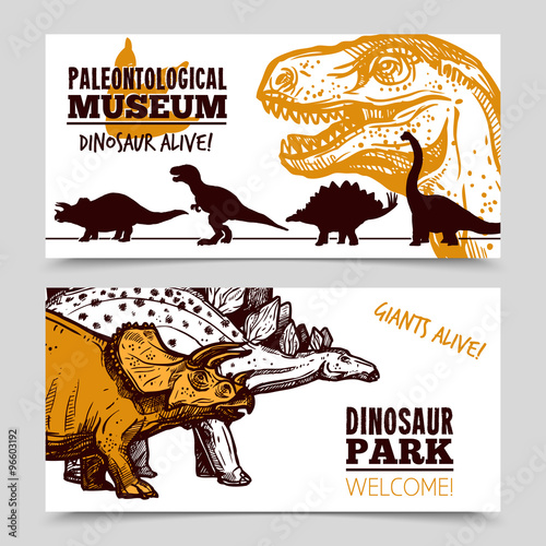 Dinosaurs museum exposition 2 banners set  photo