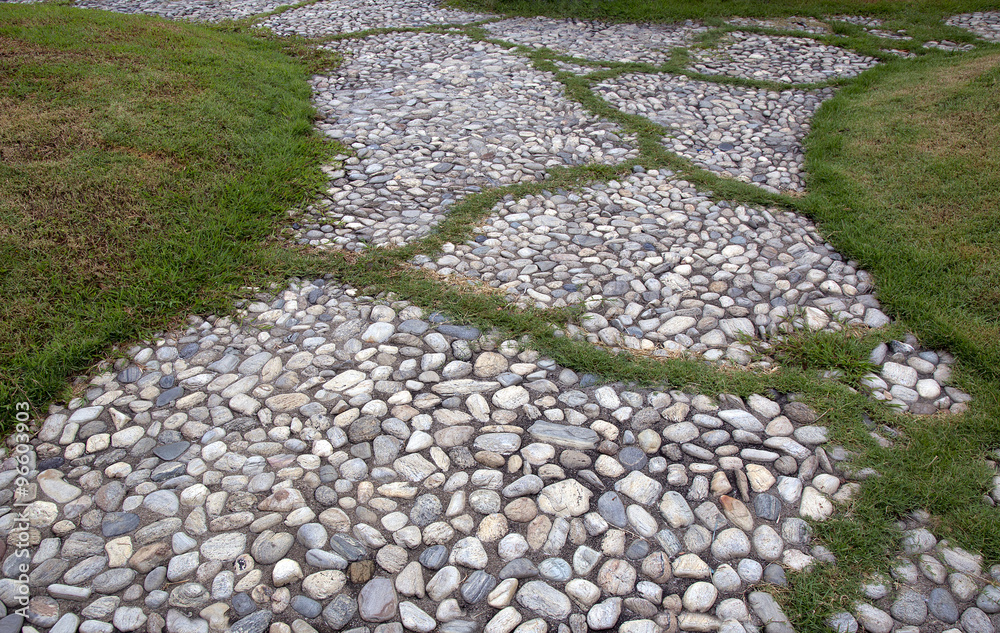 green grass with stone gravel path 