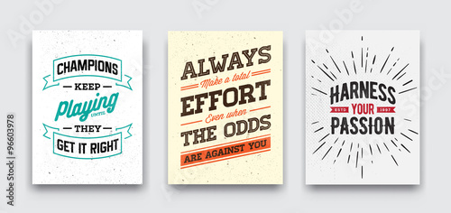 Set of Vector Grunge Concept with Inspiration Phrase for Poster or T-shirt. Creative Motivation Quote Collection.