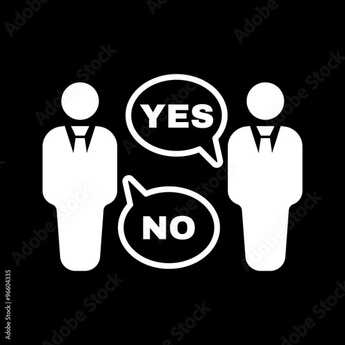 The dispute icon. Dialog and  negotiation, discussion symbol. Flat