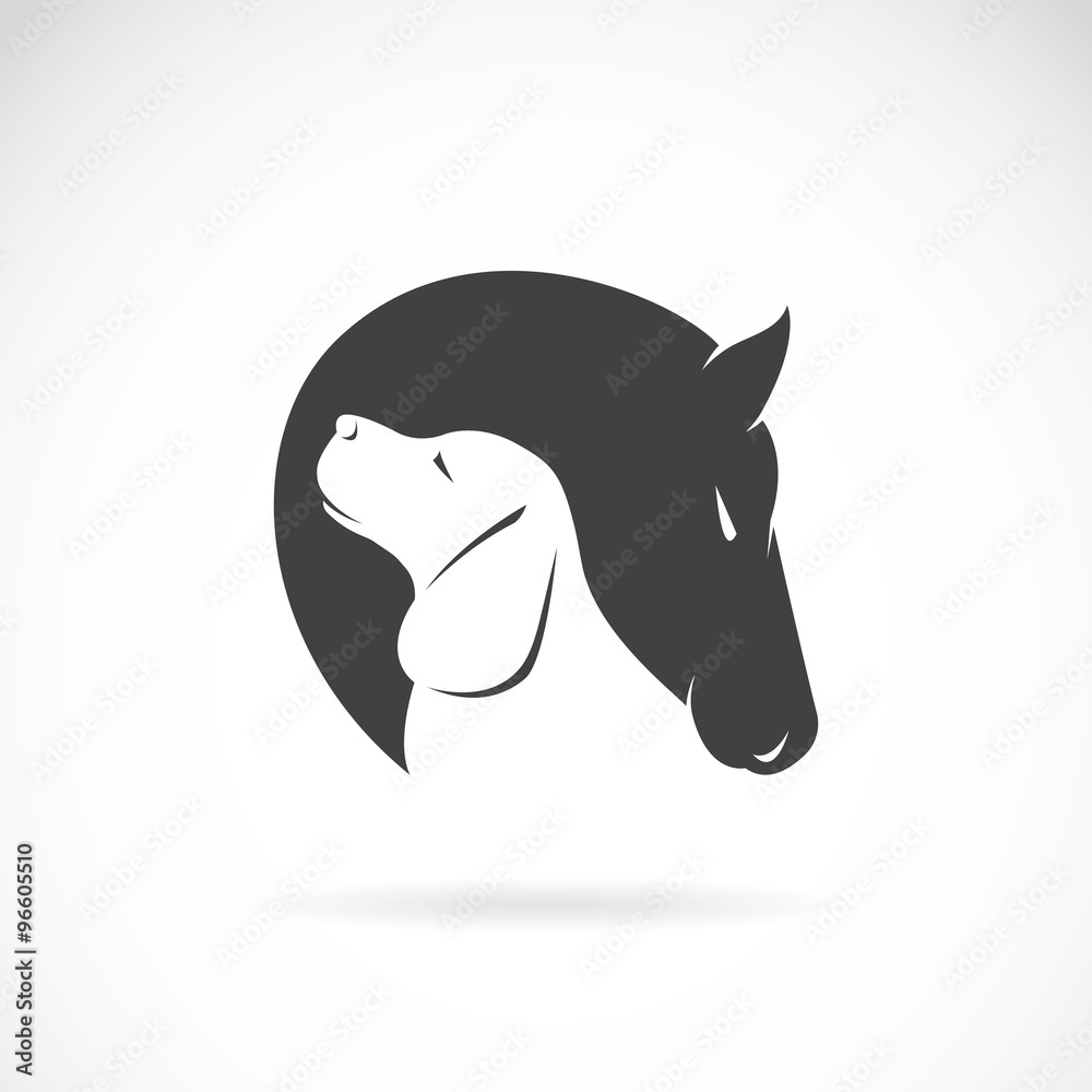 Fototapeta premium Vector of horse and dog on white background. Pet. Animal. Easy editable layered vector illustration.