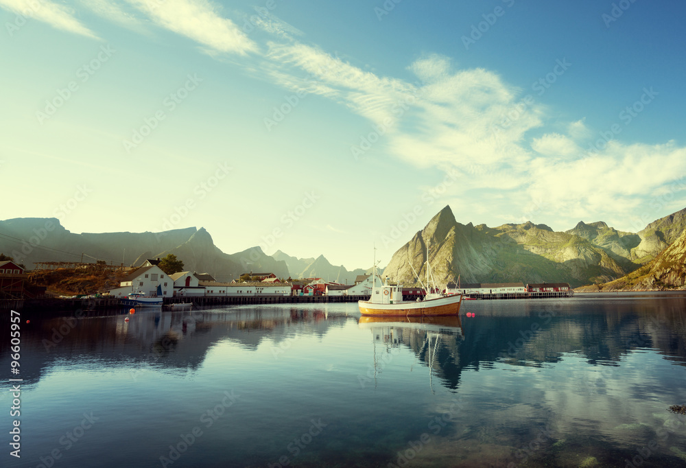 sunset - Reine, Lofoten islands, Norway sunset - Reine, Lofoten islands, Norway