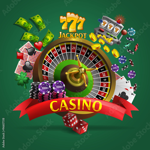 Casino Poster On Green Background