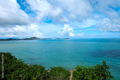 Sea and blue sky at Ladkoh view point in Samui Island Thailand