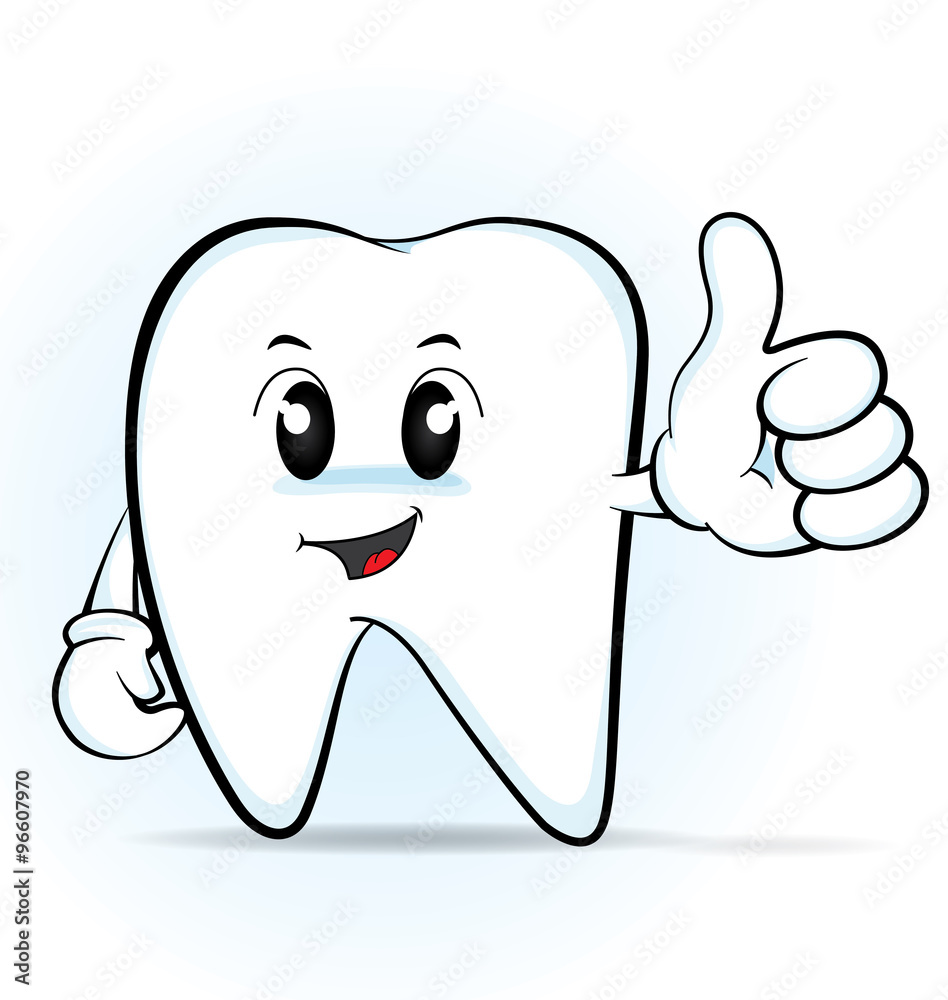 Cute cartoon tooth giving the thumbs up, vector 10 Cute cartoon tooth giving the thumbs up, vector 10
