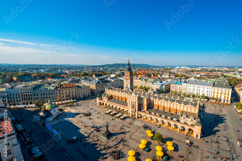 Aerial view on the main market square in Krakow  #96608176