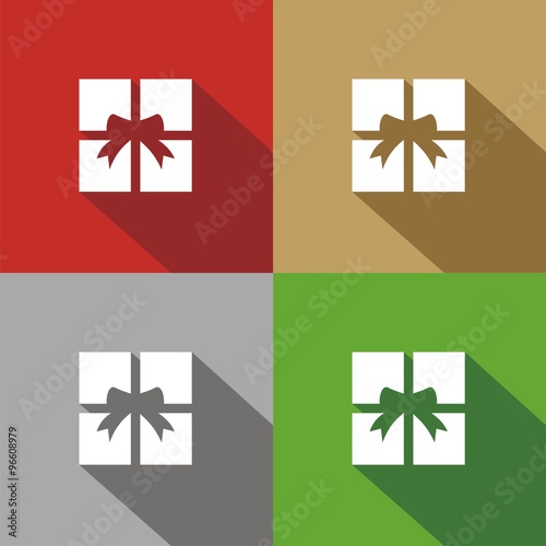 Conjunto de iconos de regalo sobre fondos de colores
