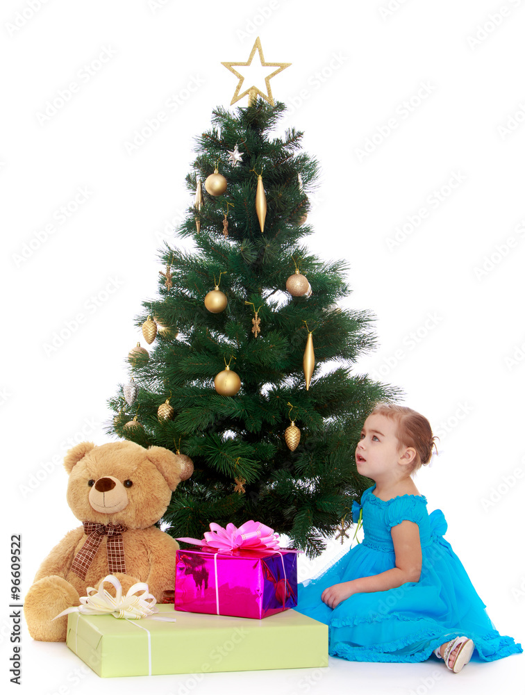 elegant girl near the Christmas tree elegant girl near the Christmas tree