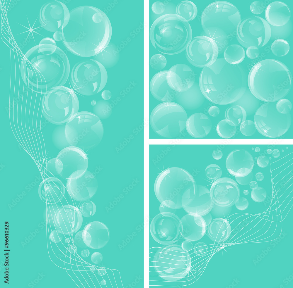 Set of soap bubbles backgrounds. Vector illustration. Set of soap bubbles backgrounds. Vector illustration.