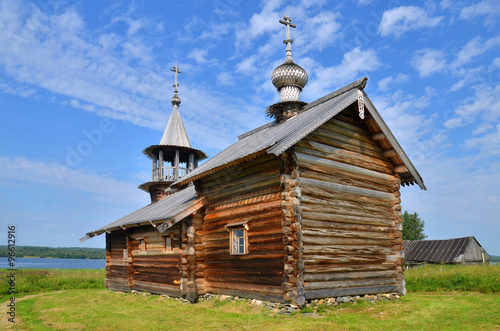 Traditional russian rural wooden church in Kareliya, Russia photo