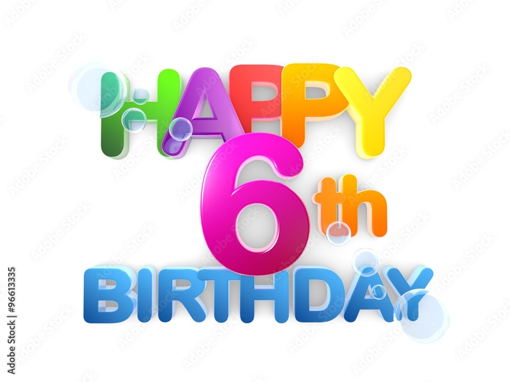 Happy 6th Birthday Title Stock Illustration | Adobe Stock