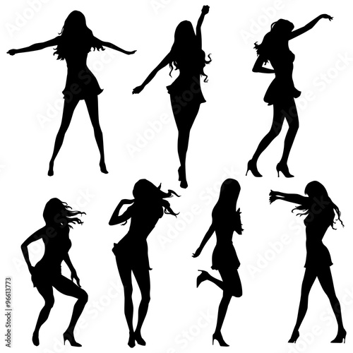 female dancing silhouettes in vector