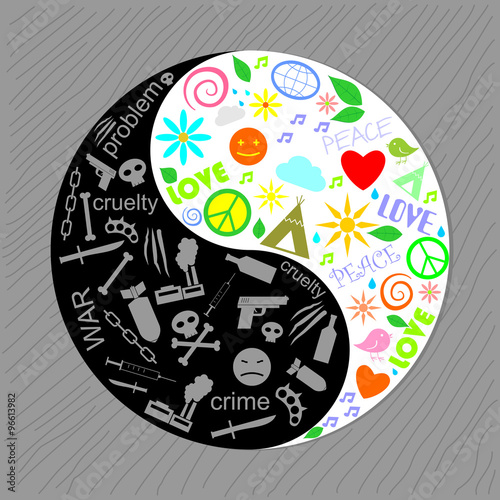 Sign of the harmony of yin yang. The sign of harmony in the form of yin and yang of the various semantic silhouettes. 