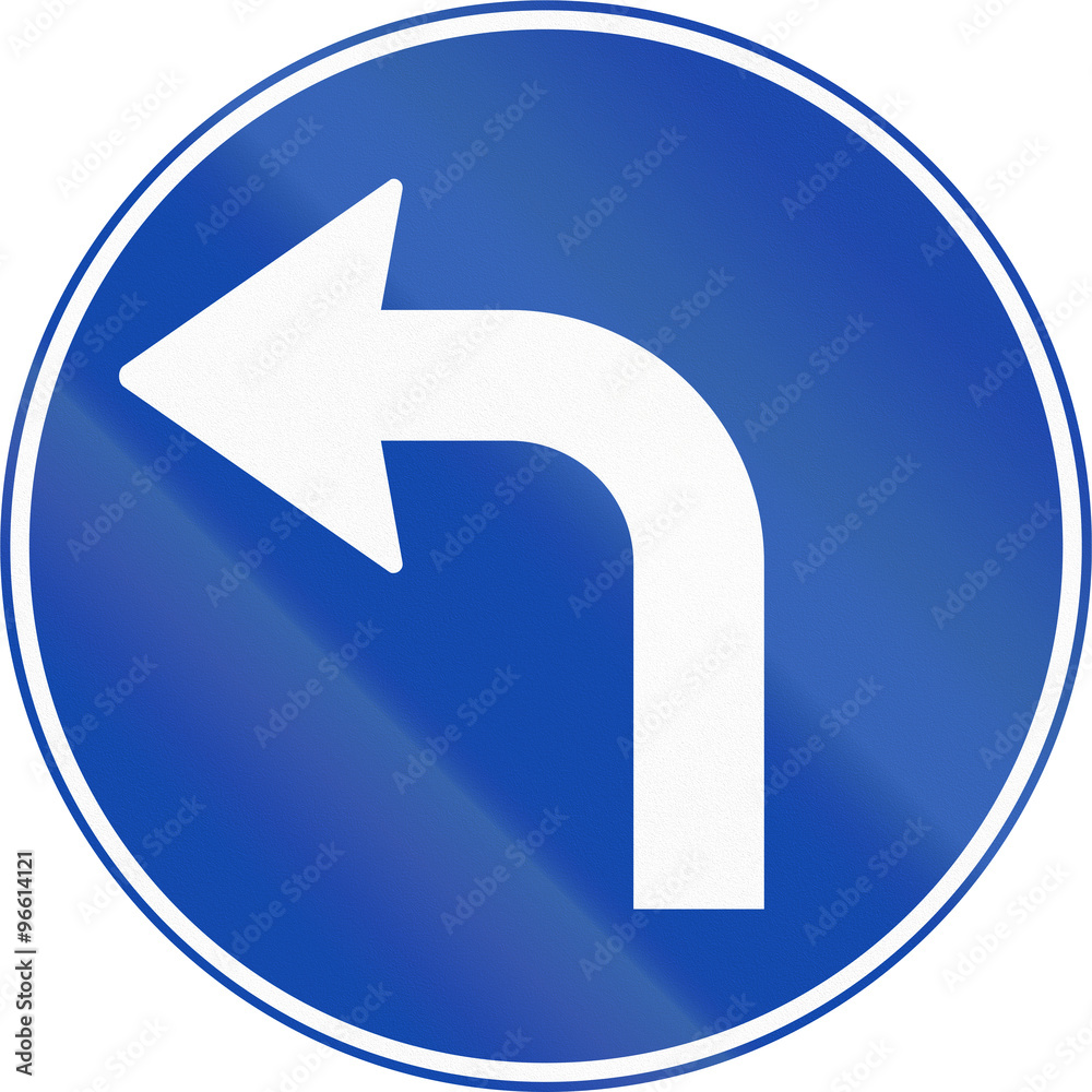 Norwegian mandatory direction sign - Turn left ahead Norwegian mandatory direction sign - Turn left ahead