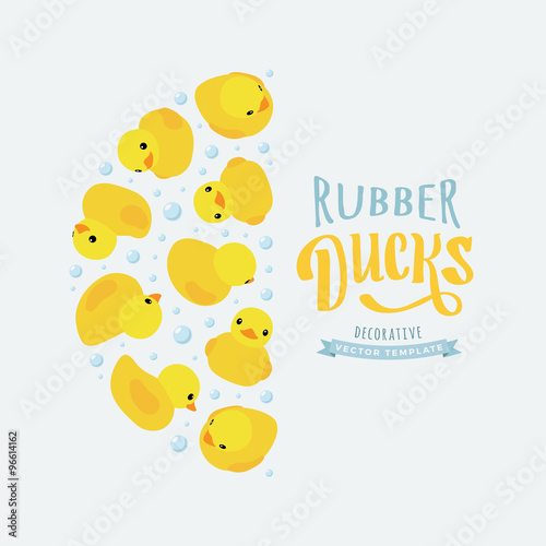 Vector decorating design made of yellow rubber ducks