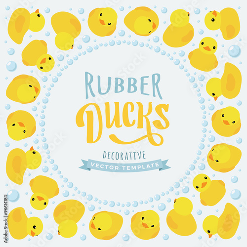 Vector decorating design made of yellow rubber ducks