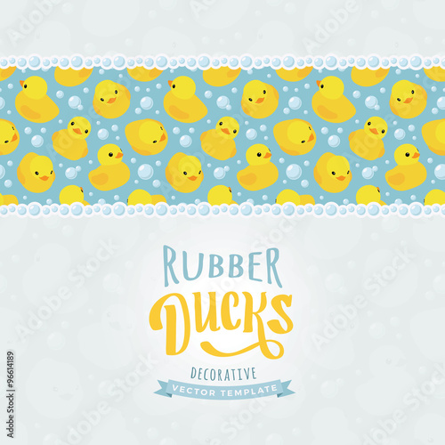 Vector decorating design made of yellow rubber ducks