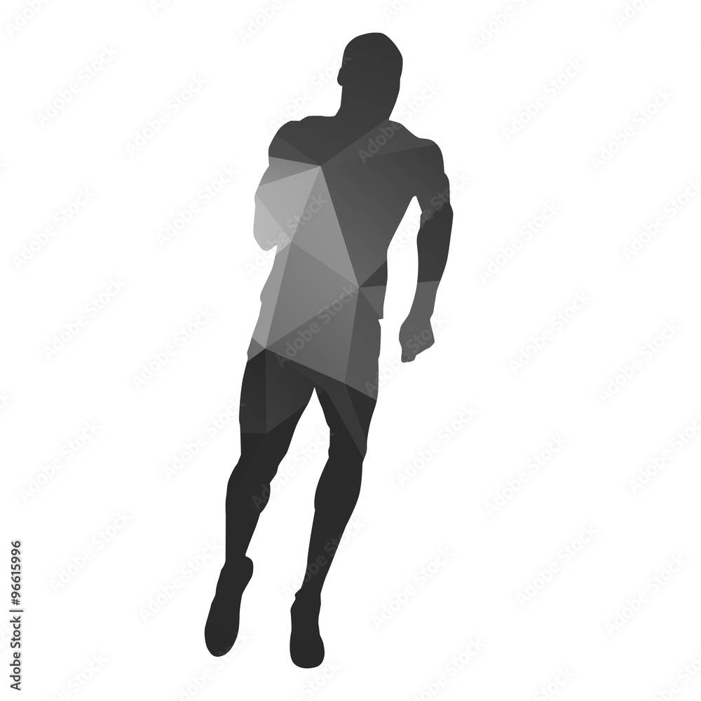 Runner. Abstract geometrical running man silhouette