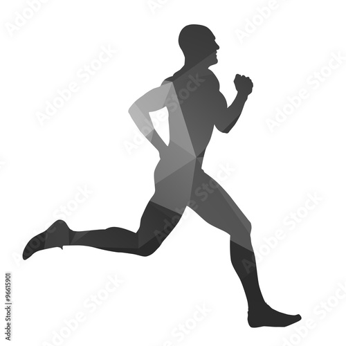 Running man. Vector geometrical silhouette