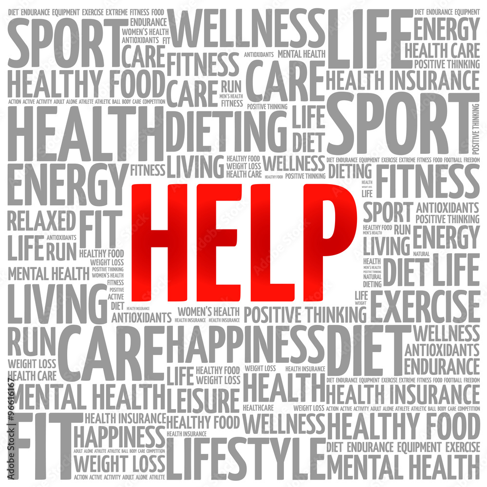 Obraz premium HELP word cloud background, health concept