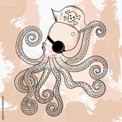 Zentangle vector Octopuss, tattoo design. Ornamental tribal patt photo