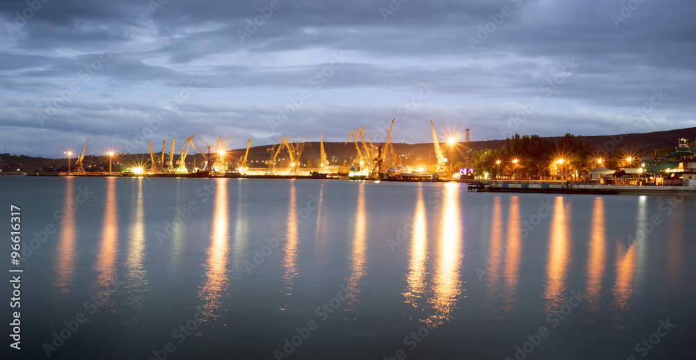 Sea port of Feodosia in  evening .