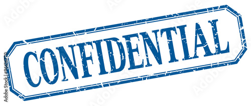 confidential square blue grunge vintage isolated label
