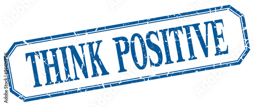 think positive square blue grunge vintage isolated label