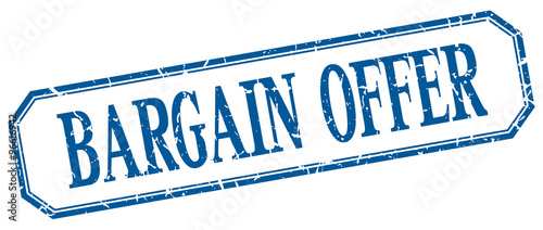 bargain offer square blue grunge vintage isolated label