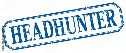 headhunter square blue grunge vintage isolated label