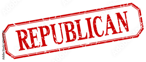 republican square red grunge vintage isolated label