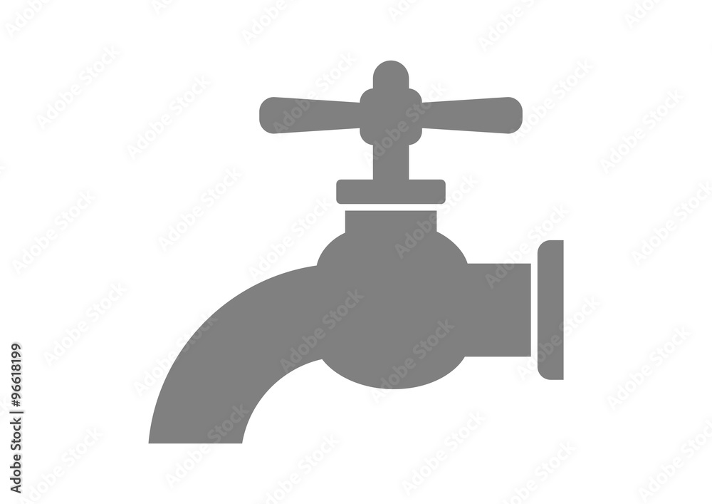 Grey faucet icon on white background Grey faucet icon on white background