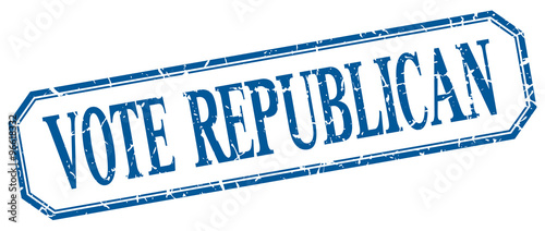 vote republican square blue grunge vintage isolated label